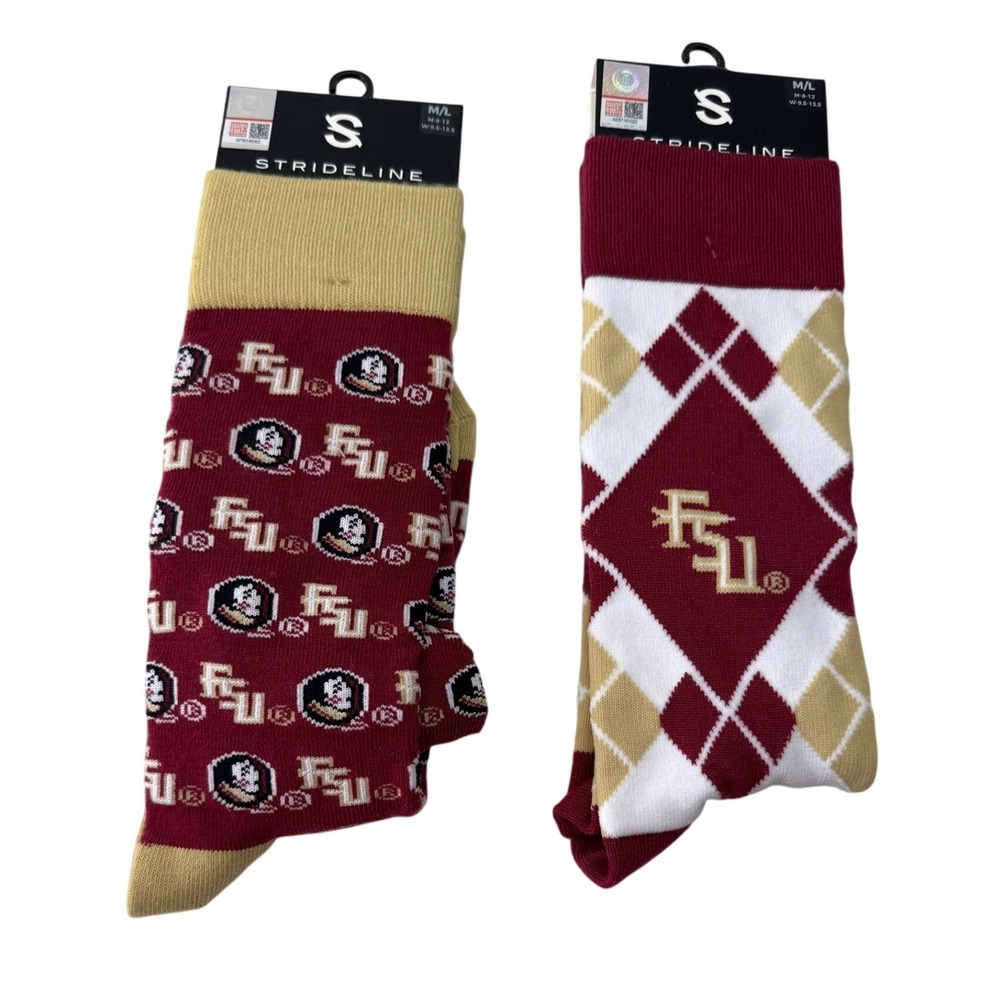 Strideline Florida State Seminoles FSU Business Casual Socks 2 Pairs M/L NEW